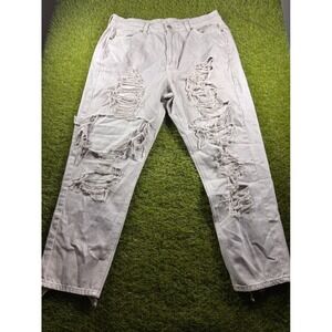 American Eagle Distressed Ripped Cropped Gray Jeans Women's 16